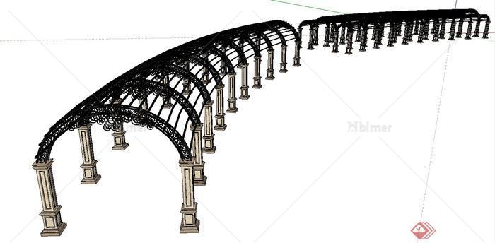 某欧式铁廊架设计su模型