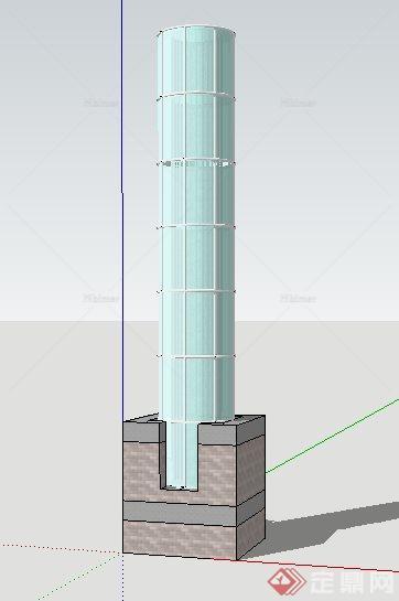 玻璃圆柱灯柱设计su模型[原创]