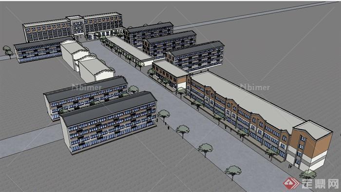 某商业街建筑设计SU模型2