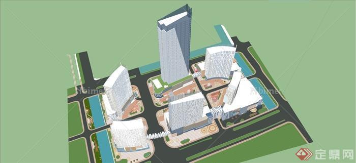 某城市现代商业中心综合建筑设计su模型