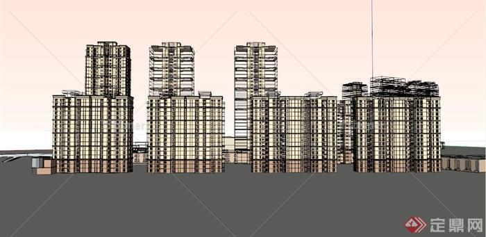 深圳某商住房建筑设计SU模型