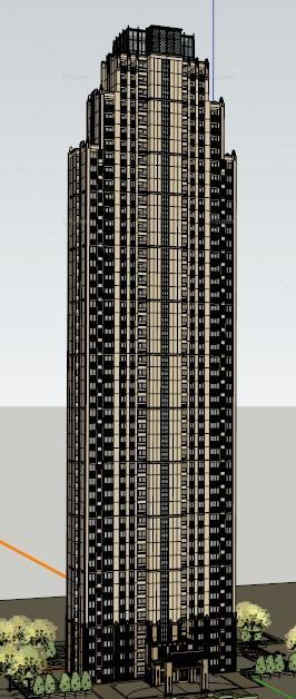某现代超高层住宅150米（四面全模）建筑设计SU模