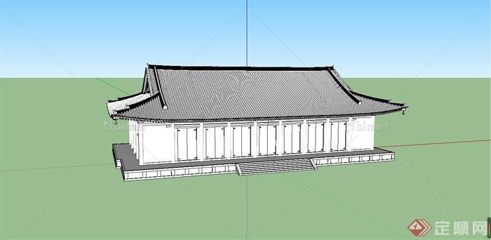 日本法隆寺建筑设计SU模型