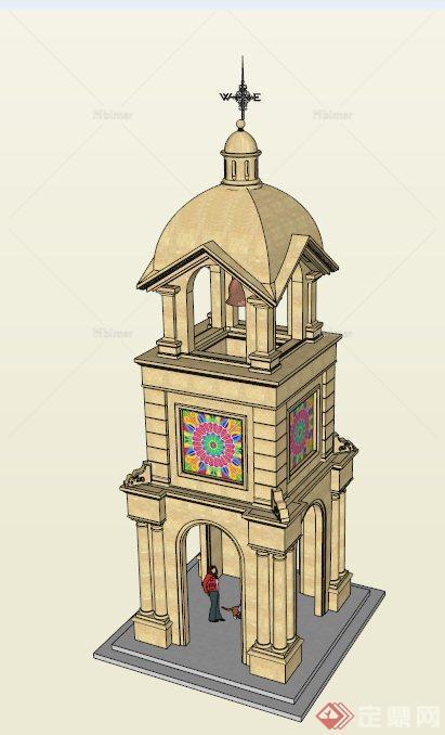 欧式钟楼设计SU模型