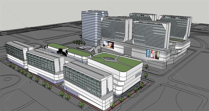 城市购物中心 商业广场建筑设计方案su模型[原创