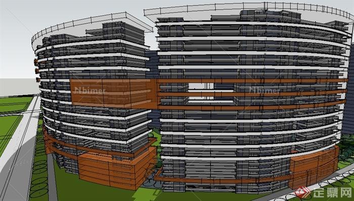 某地一现代风格办公楼建筑设计整体su模型