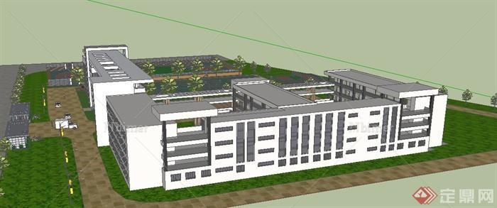 现代某四层中学教学楼建筑设计SU模型