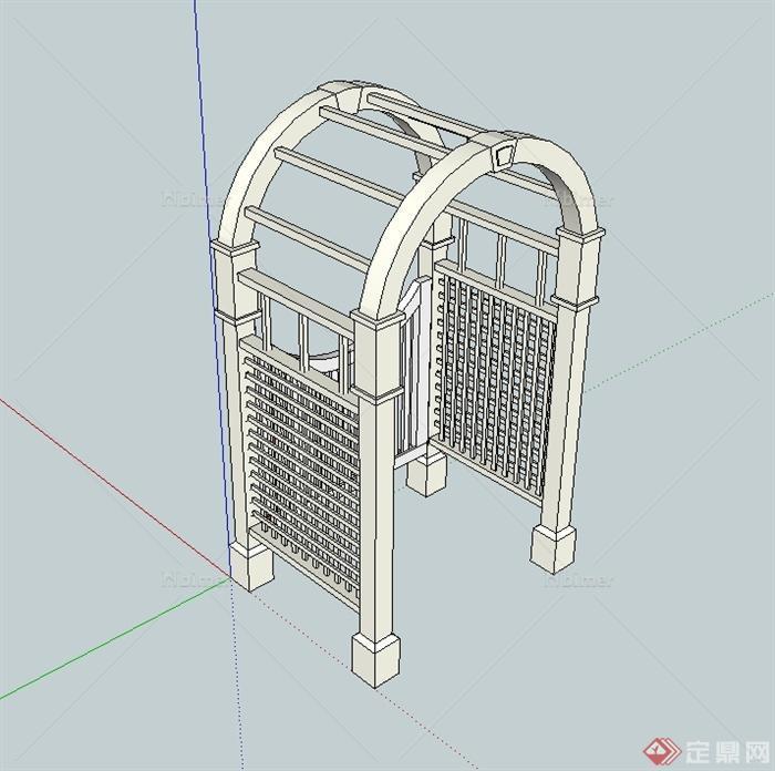 某欧式风格庭院入口门设计SU模型[原创]