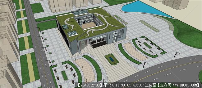 海洋大学图书馆建筑设计su模型