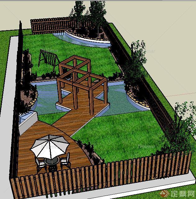 园林景观之庭院花园景观设计su模型2