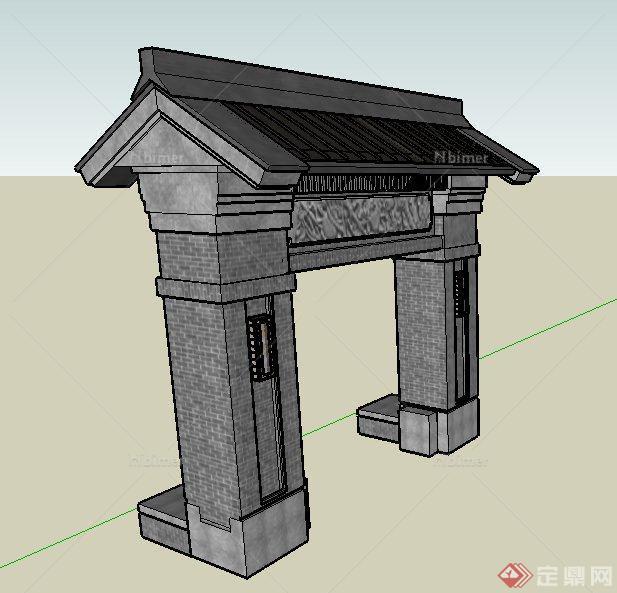 古典中式建筑节点门廊设计SU模型