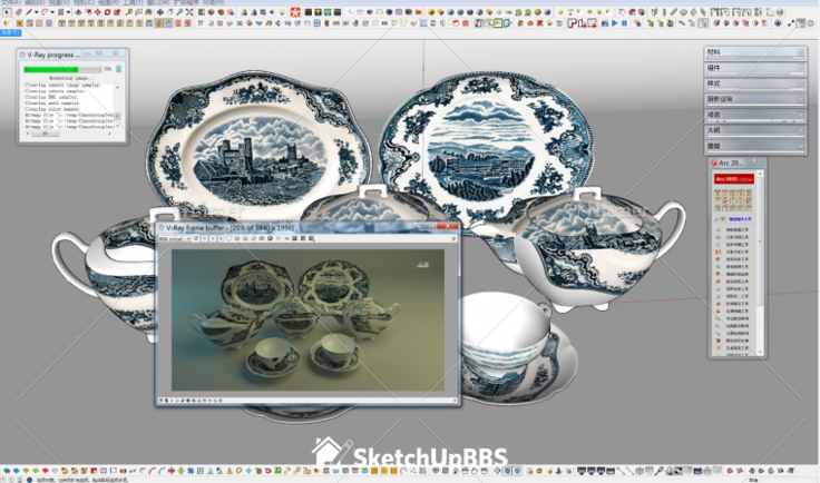 NEW!-分享精细青花瓷产品渲染带VRay2.0参数模型