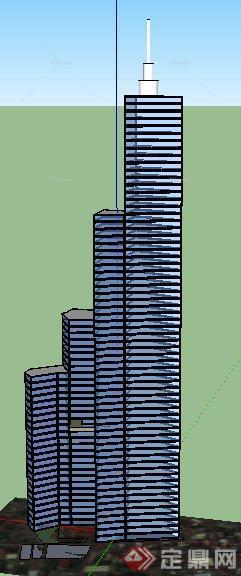 层叠式高层商务楼建筑设计su概念模型