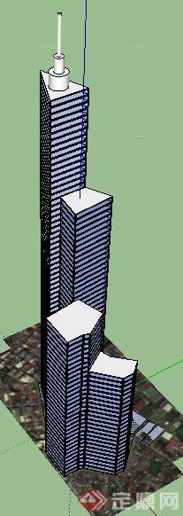 层叠式高层商务楼建筑设计su概念模型