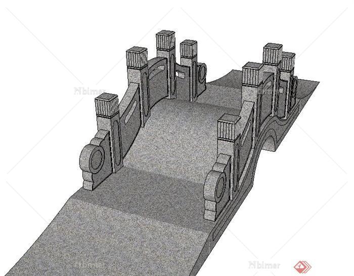 园林景观石拱桥设计SU模型
