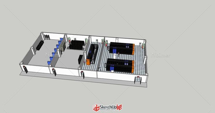 企业机房SKP 含各种机柜 等组件模型