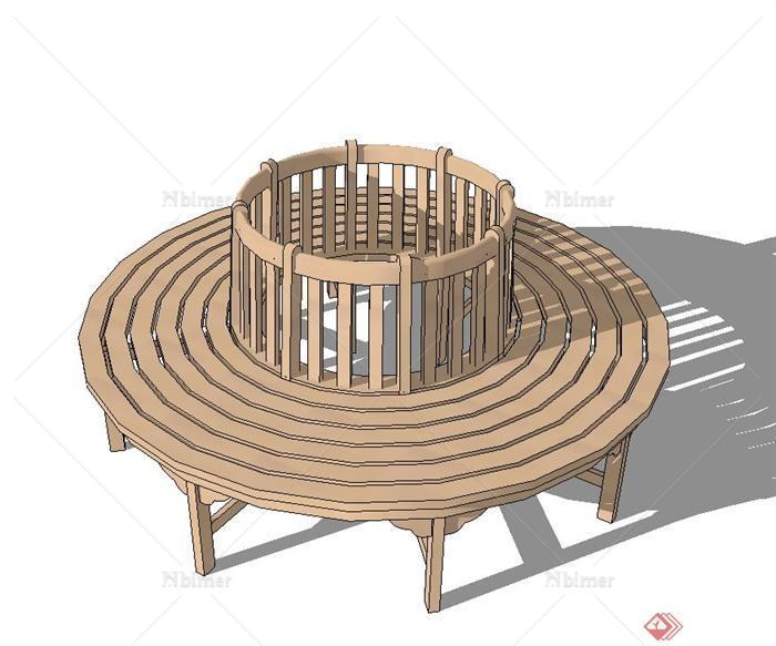 某环形树池坐凳景观设计SU模型