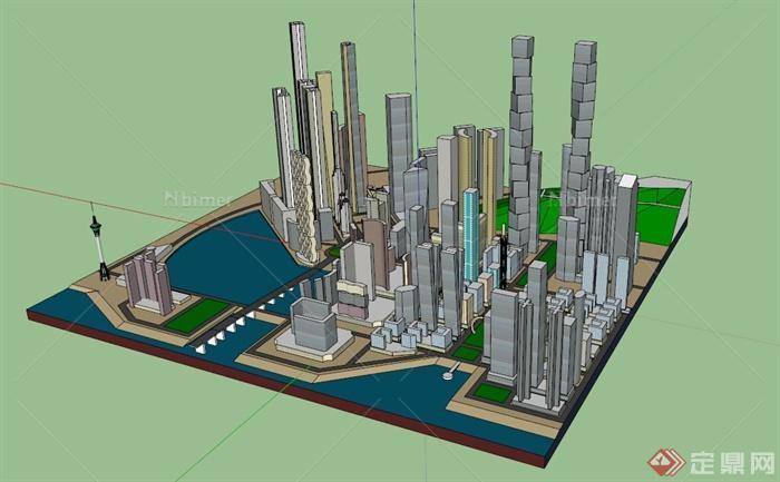 某城市地块建筑规划设计SU模型