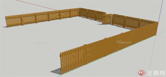 某花园木制栅栏围栏su模型