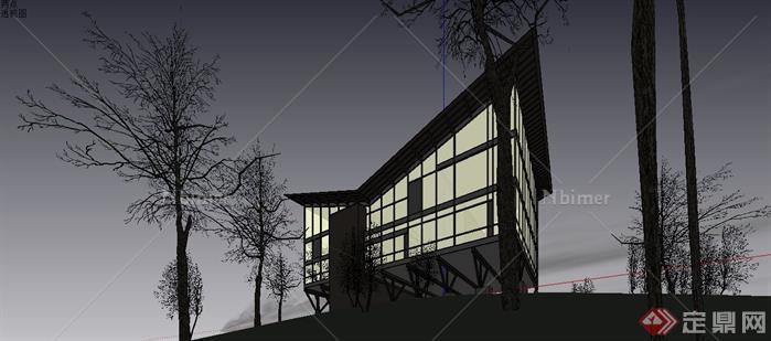 别墅建筑和环境设计sketchup模型