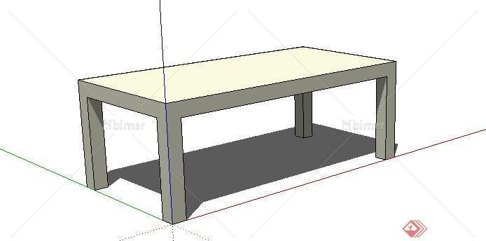 一个现代风格木桌SU模型素材