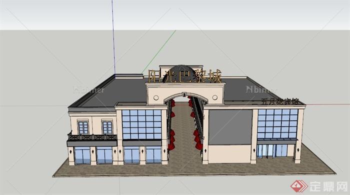 某城市阳光巴黎城商业街建筑设计SU模型