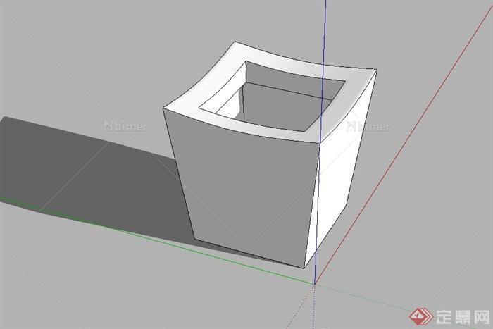 现代凹陷种植器皿设计su模型[原创]