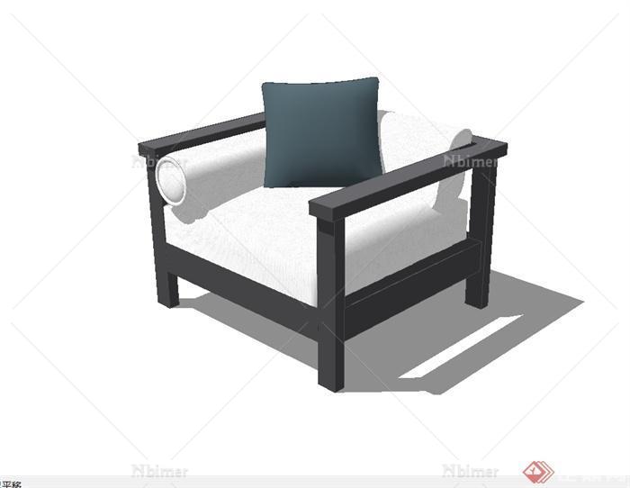 现代中式风格室内沙发椅设计SU模型[原创]