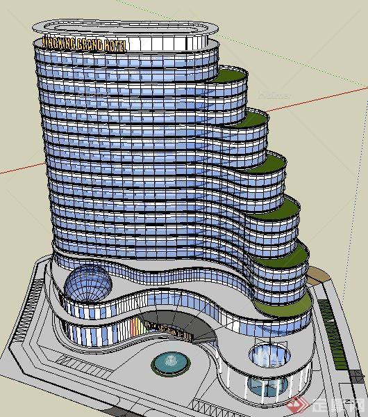现代风格高层国际酒店建筑设计su模型