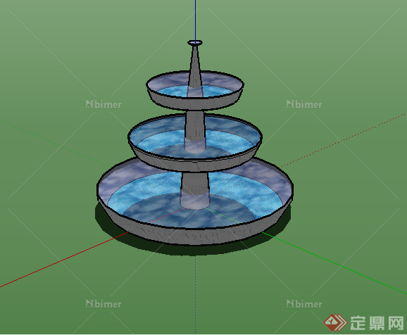 某欧式跌水景观池喷水池子设计SU模型素材