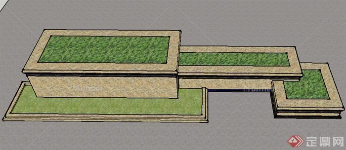某组合种树池设计cad施工图及su模型