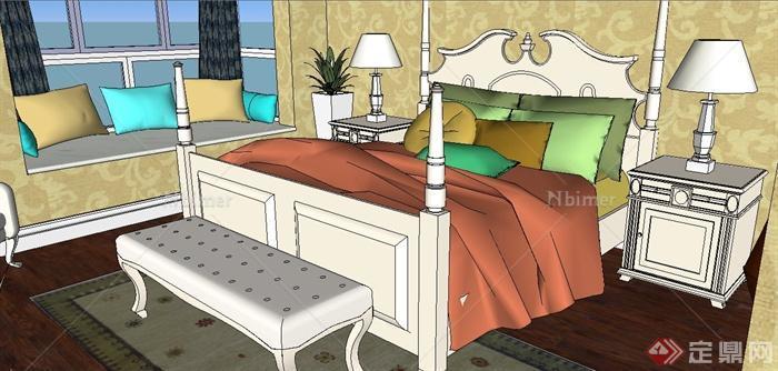 简欧风格住宅卧室整体室内设计su模型