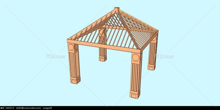 竹制休闲亭SU模型