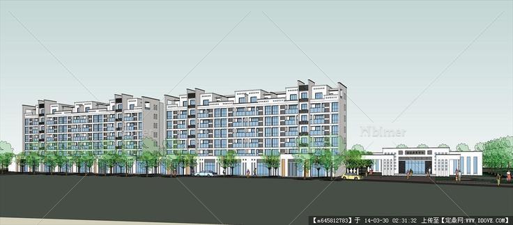 Sketch Up 精品模型---新中式风格商业住宅楼