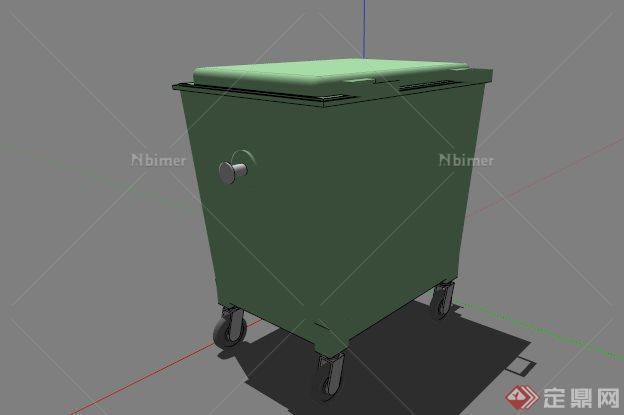 现代常见绿色垃圾桶设计SU模型[原创]