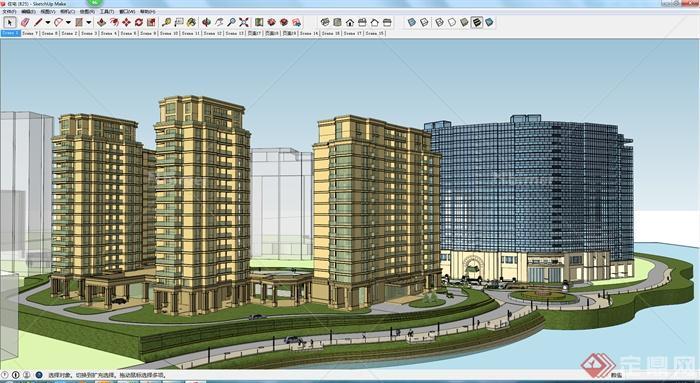 某住宅区建筑设计SU模型1