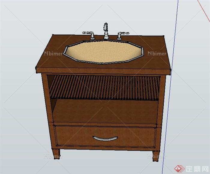 室内木质洗手柜设计SU模型[原创]