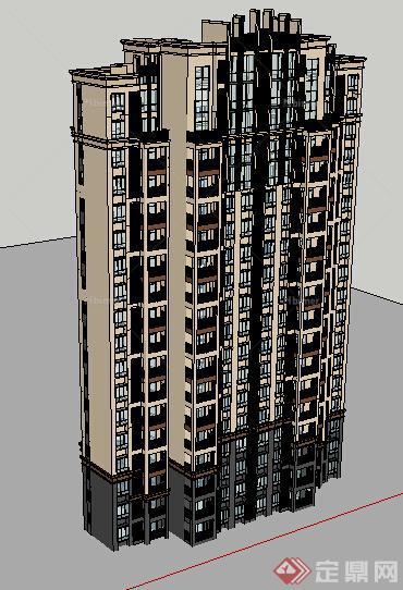 某现代风格高层住宅建筑SU模型
