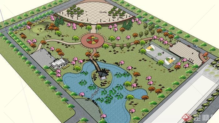 园林景观之现代公园景观设计su模型1[原创]