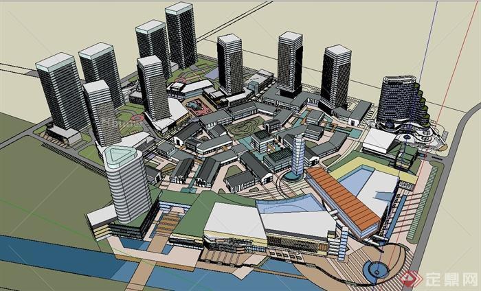 某城市中央商务区建筑设计SU模型1