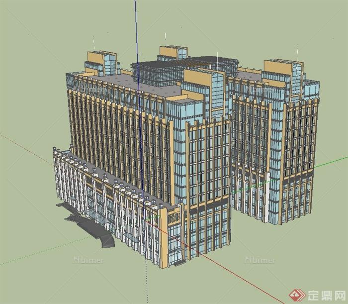 某现代风格省级医院大楼建筑设计su模型[原创]