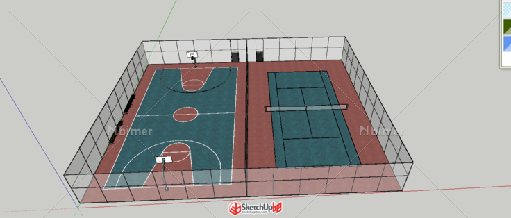 分享一组网球场和篮球场