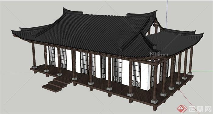古朝鲜族风格居住建筑设计SU模型