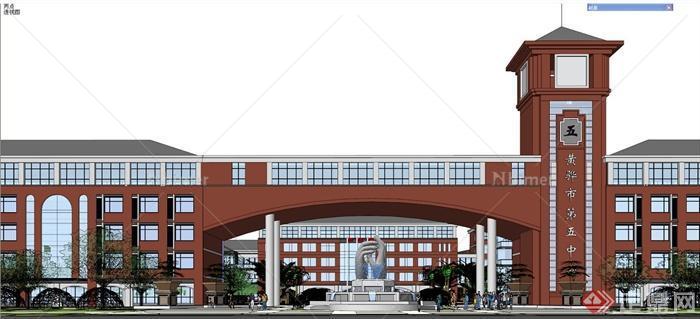某市新古典风格中学学校建筑设计su模型