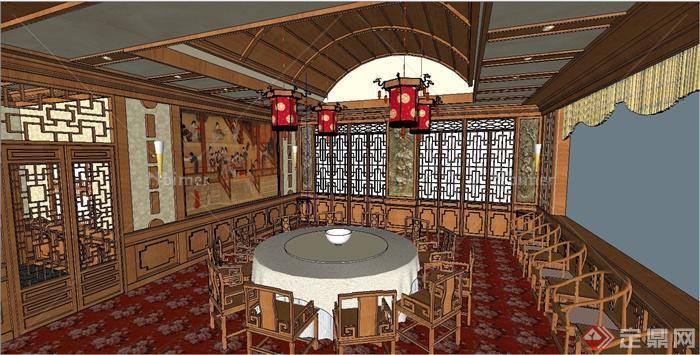 古典中式宴会厅设计SU模型
