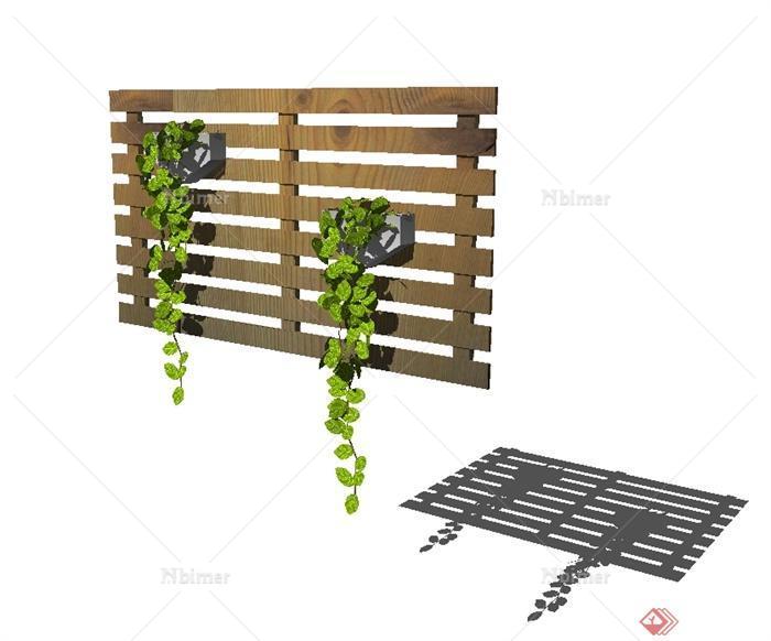 某室内墙体立体绿化植物设计SU模型[原创]