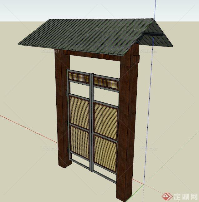 中式庭院门设计SU模型