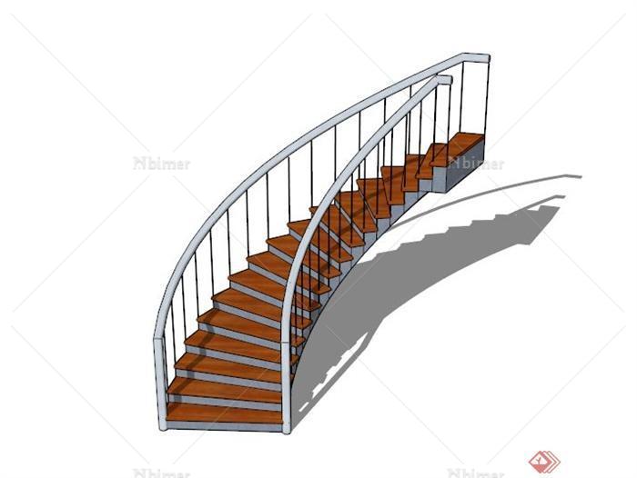 旋转木楼梯设计SU模型素材[原创]