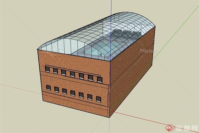 现代某三层体育馆建筑设计SU模型