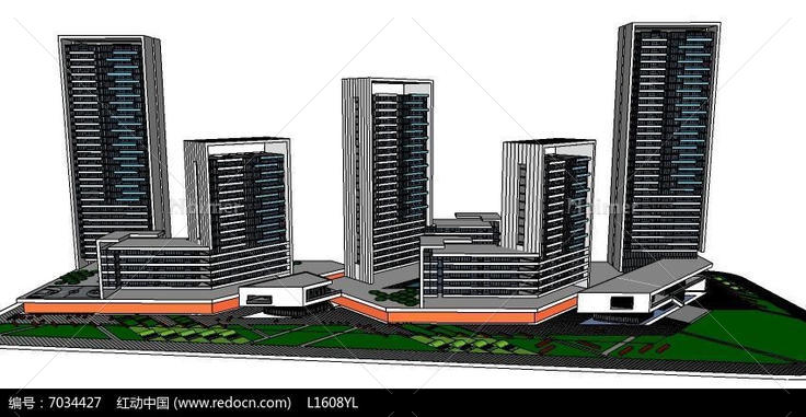 中心商业区建筑模型